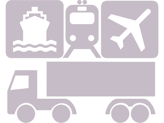 Schiff, Eisenbahn, Flugzeug, LKW