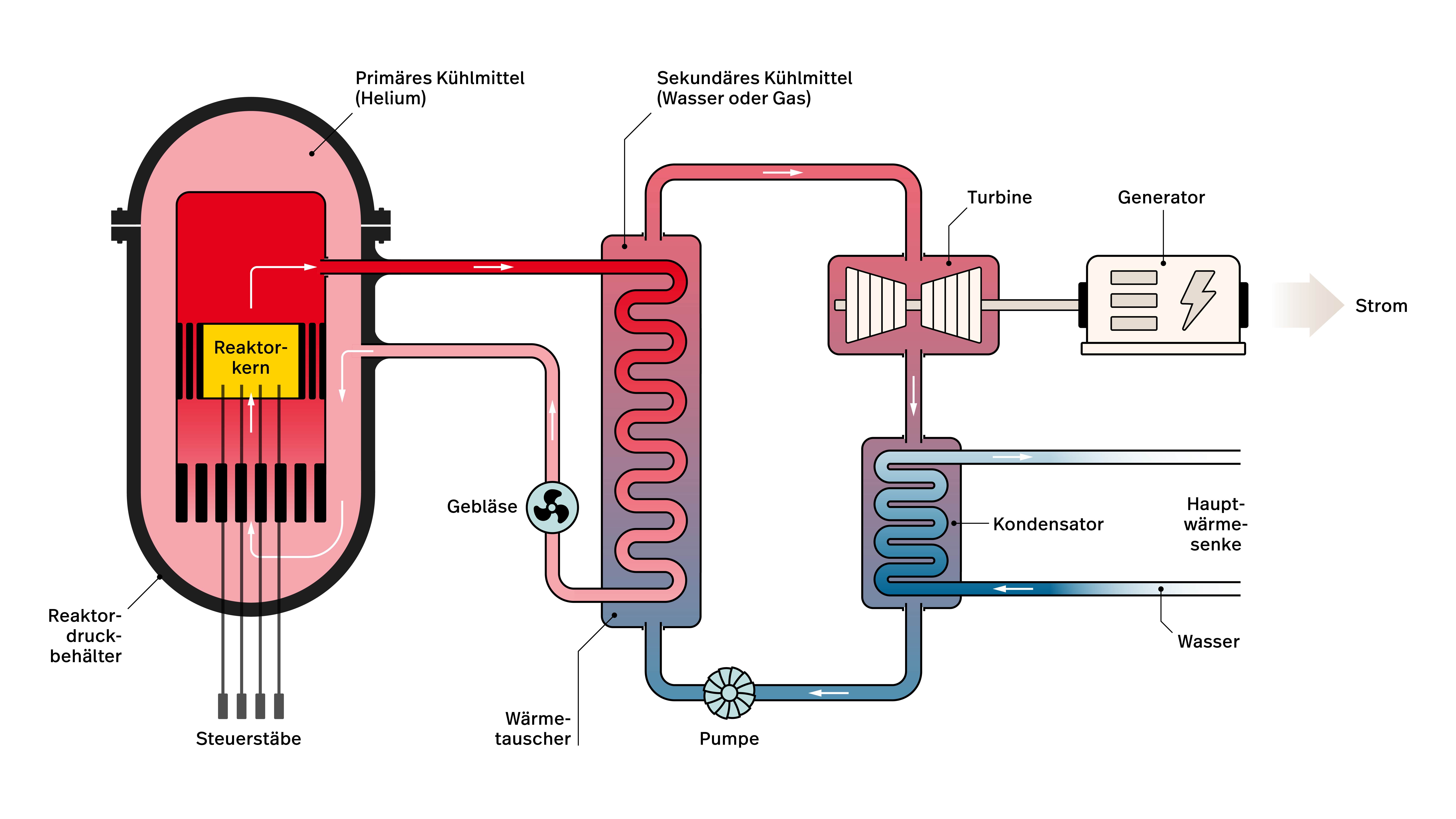 Schematische Darstellung eines Gasgekühlten Schnellen Reaktors