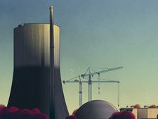 Illustration eines Atomkraftwerks im Rückbau