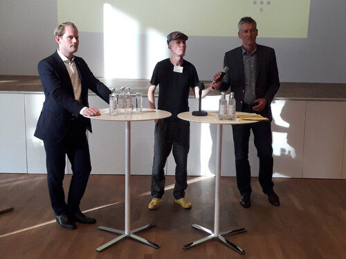 Auf dem Podium: Steffen Kanitz (BGE), Lukas Fachtan (NBG) und Wolfram König (BASE) (© BASE) Auf dem Podium: Steffen Kanitz (BGE), Lukas Fachtan (NBG) und Wolfram König (BASE)